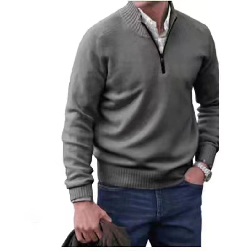 Jersey Hombre Cuello Alto Cremallera de Punto | Casual