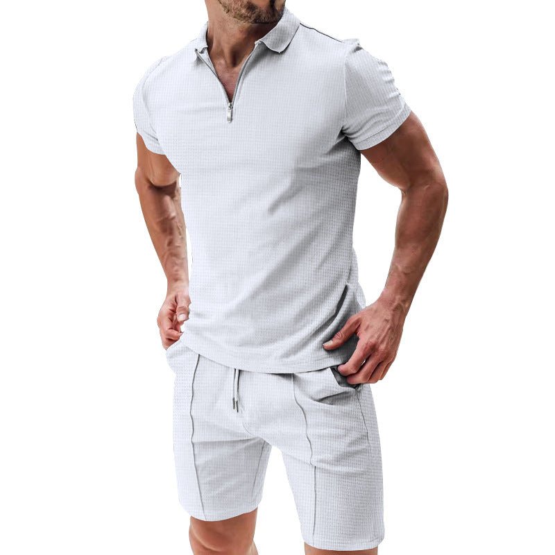 Conjunto Casual Hombre Verano — Waffle Camiseta + Shorts