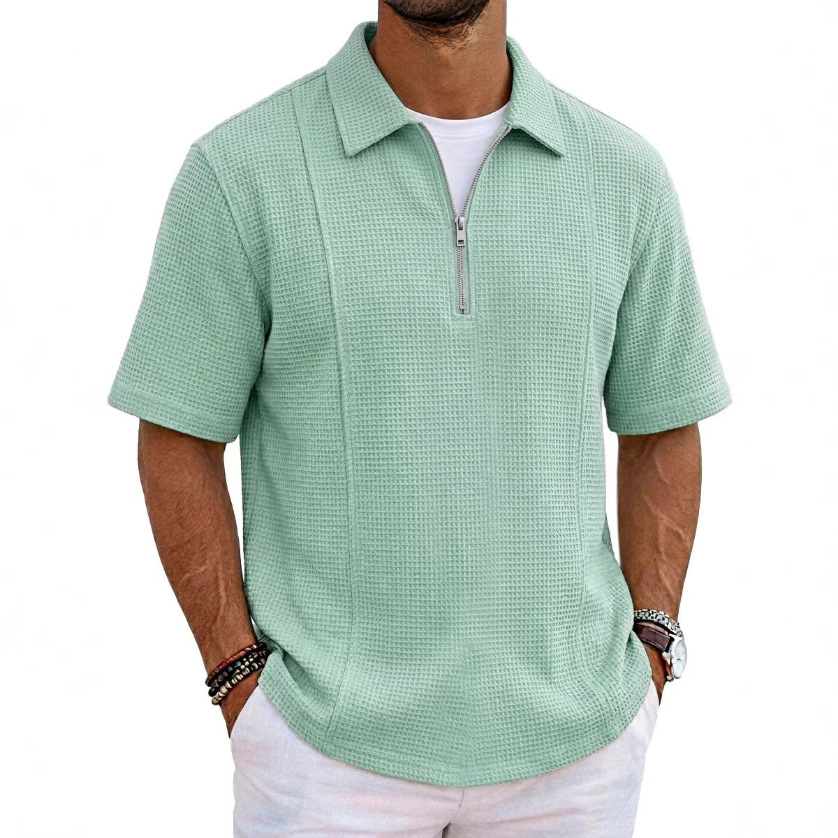 Polo Deportivo con Cuello Barco y Media Cremallera Hombre - Irina Shop