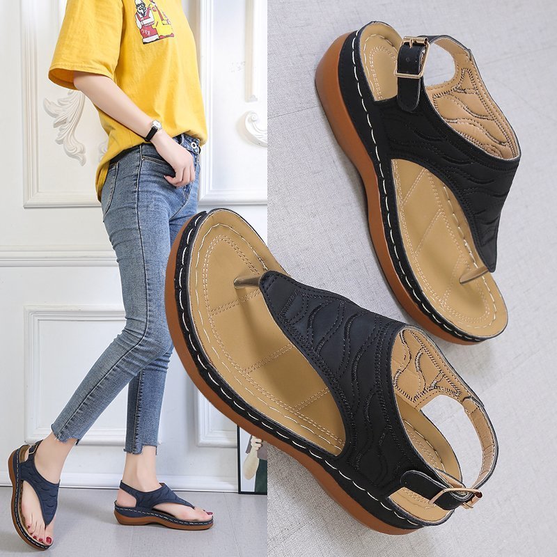 Sandalias Cuña Mujer — Chanclas Cómodas de Color Sólido