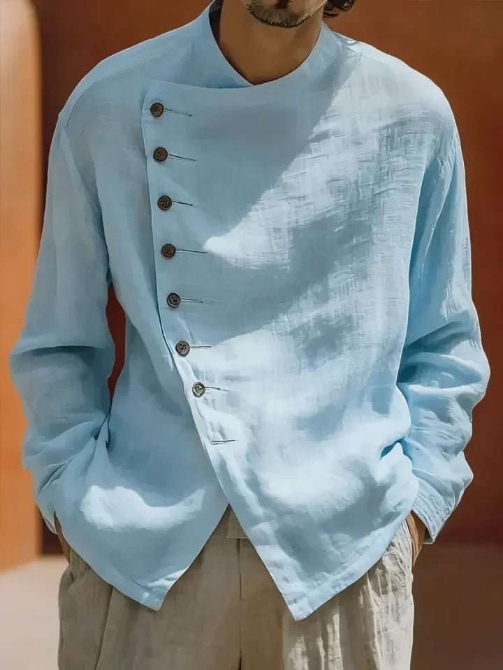 Camisa Hombre Cuello Redondo Fit Holgado Retro - Irina Shop