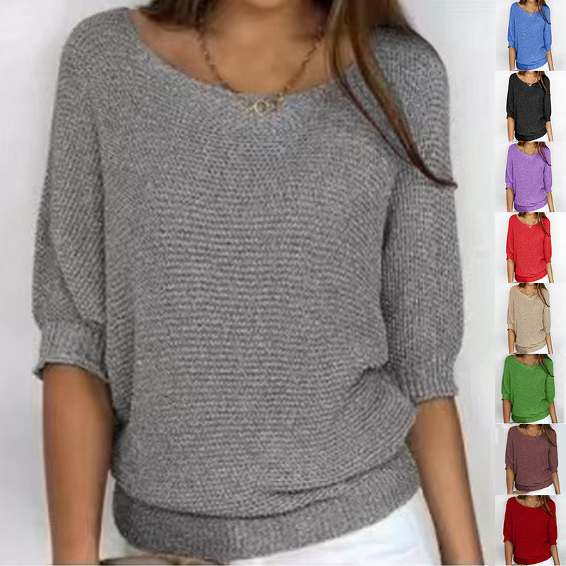 Jersey Mujer Cuello Redondo Manga Tres Cuartos | Punto