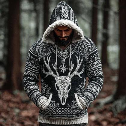 Sudadera con Capucha Hombre Estampado Vikingo | Casual