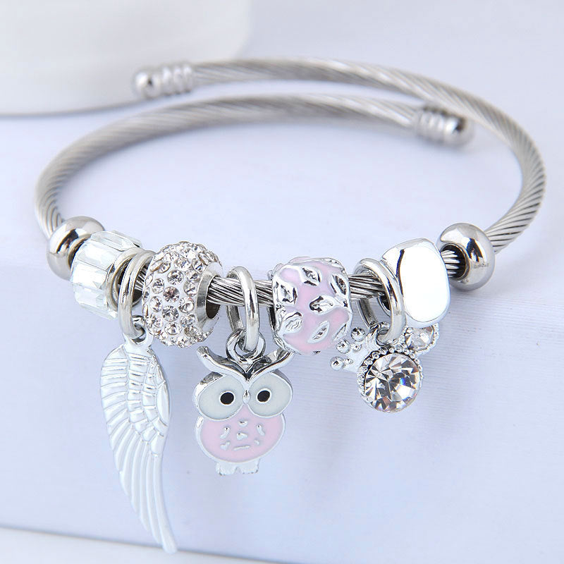 Pulsera Acero Inoxidable Mujer Colgante Alas Ángel