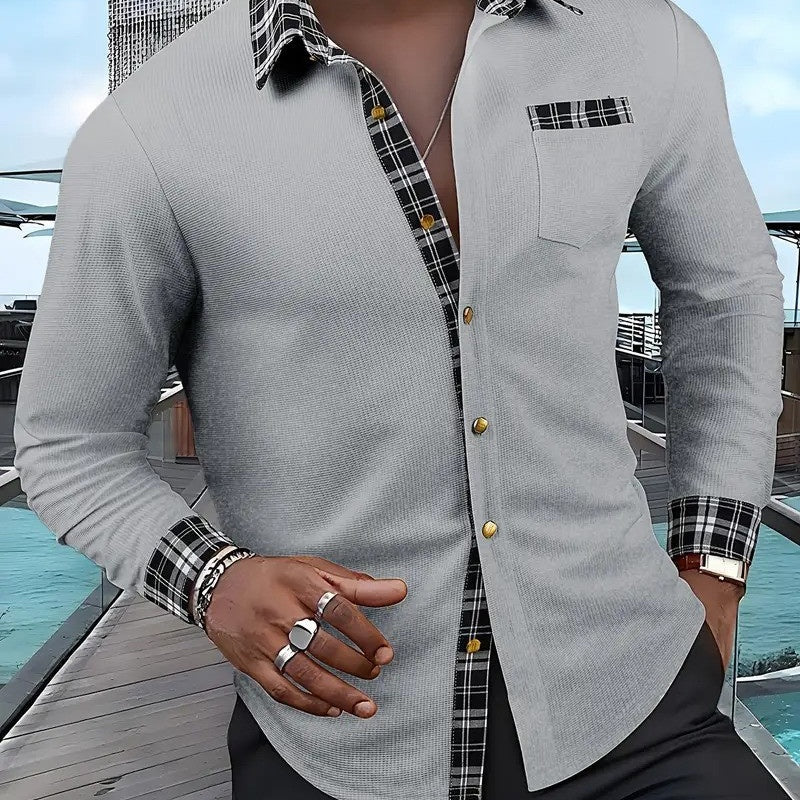 Camisa Holgada Estampado Color Block para Hombre - Irina Shop