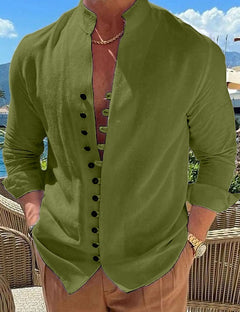 Camisa Manga Larga Hombre – Estilo Retro Casual Holgado