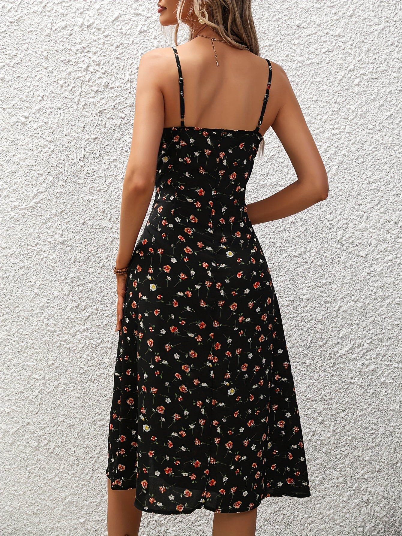 Vestido Largo Mujer Lunares Tirantes Abertura Lateral