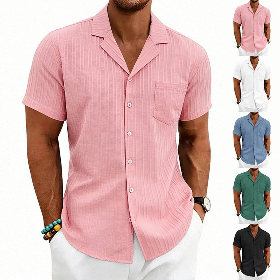 Camisa Hombre Manga Corta Cuello Cubano Talla Grande