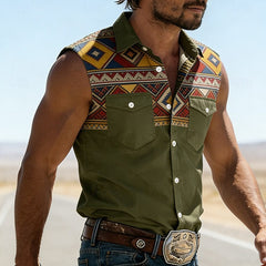 Camiseta Sin Mangas Hombre Verano | Estampada Retro con Bolsillo