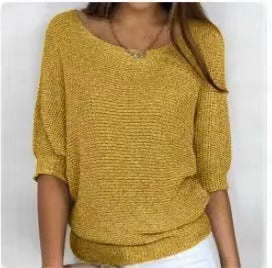 Jersey Mujer Cuello Redondo Manga Tres Cuartos | Punto