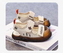 Sandalias Niño Verano Velcro | Punta Abierta Marrón y Negro