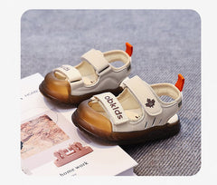 Sandalias Niño Verano Velcro | Punta Abierta Marrón y Negro