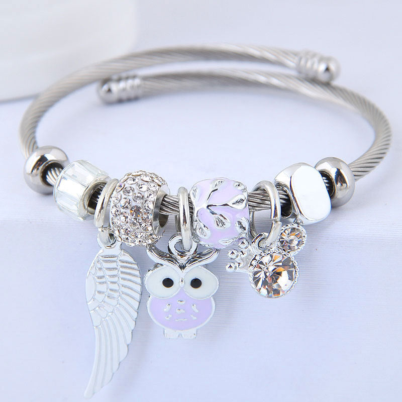 Pulsera Acero Inoxidable Mujer Colgante Alas Ángel