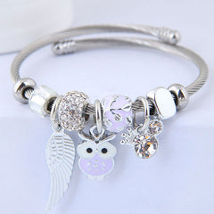 Pulsera Acero Inoxidable Mujer Colgante Alas Ángel