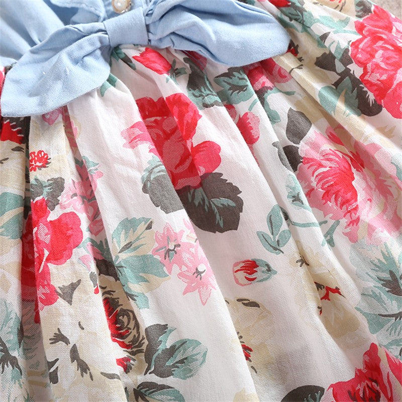 Vestido vaquero niña floral sin mangas verano