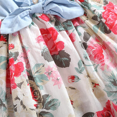 Vestido vaquero niña floral sin mangas verano