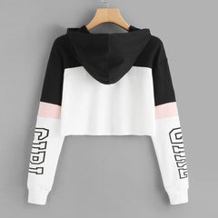 Sudadera Crop con Capucha Mujer Patchwork