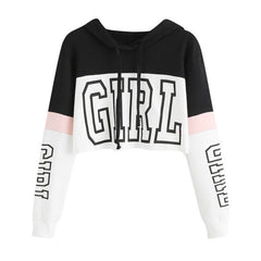 Sudadera Crop con Capucha Mujer Patchwork