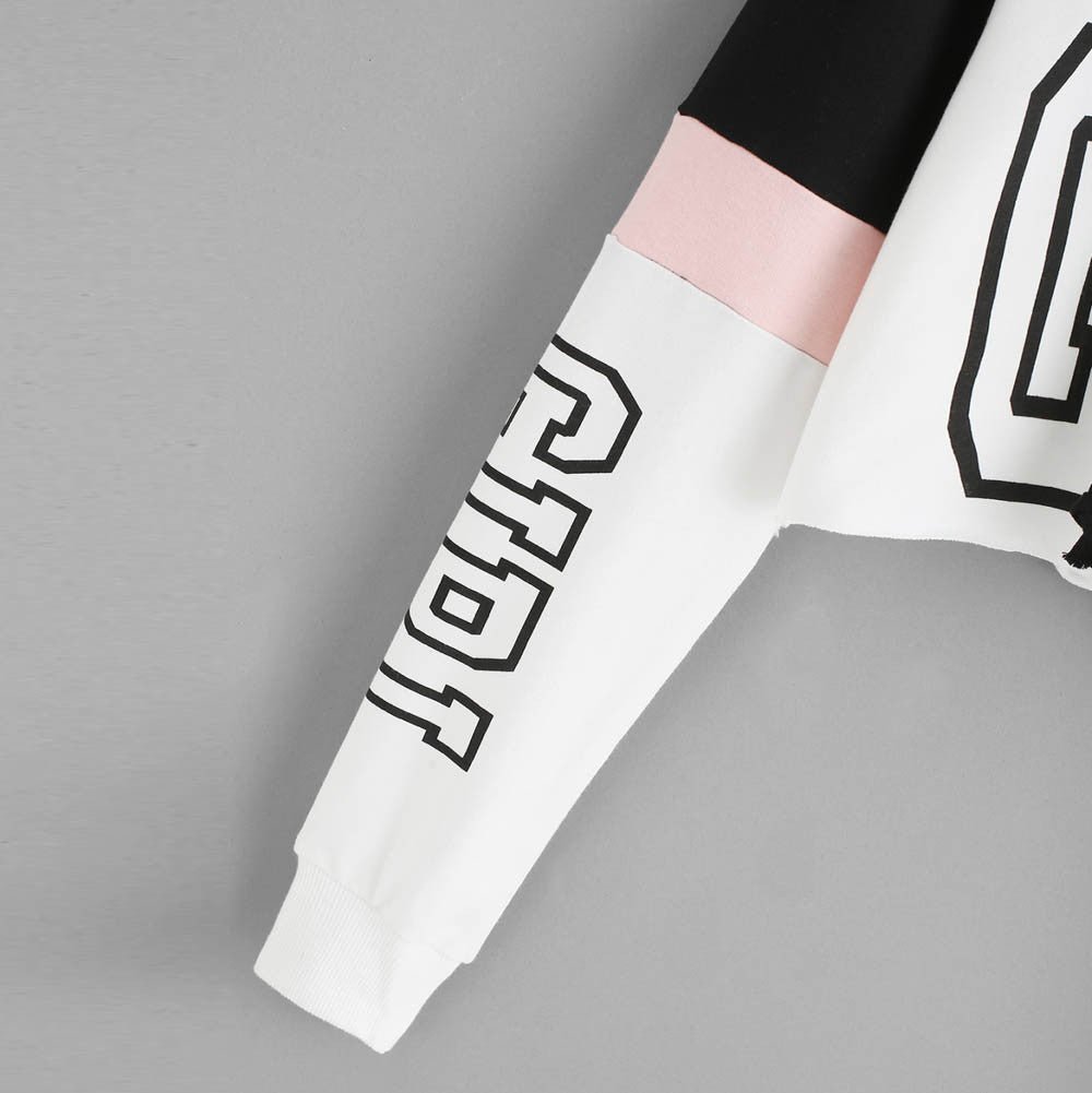 Sudadera Crop con Capucha Mujer Patchwork