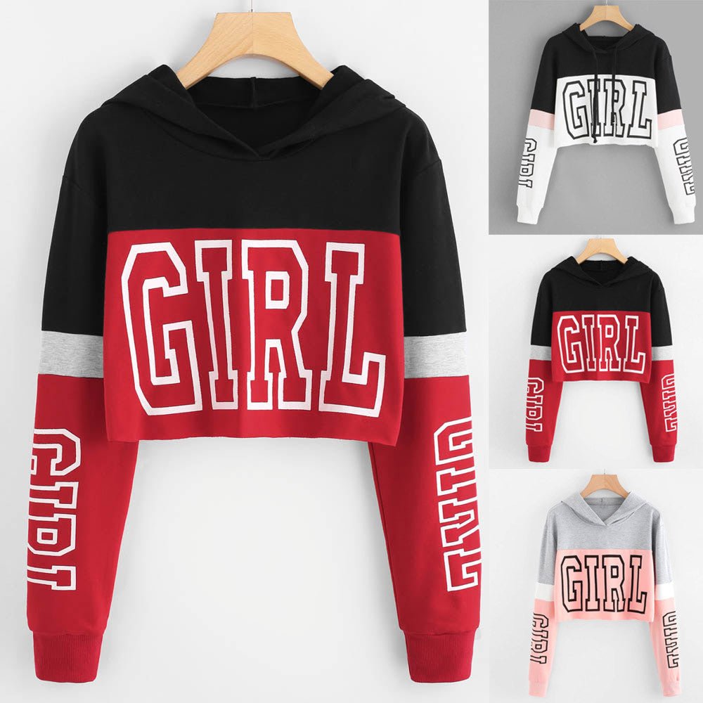 Sudadera Crop con Capucha Mujer Patchwork