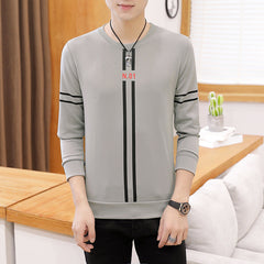 Camiseta Manga Larga Hombre Estampado Rayas Cuello Redondo