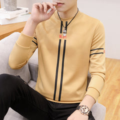 Camiseta Manga Larga Hombre Estampado Rayas Cuello Redondo