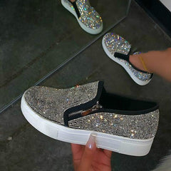 Bailarinas Planas Mujer con Rhinestones Talla Grande