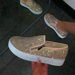 Bailarinas Planas Mujer con Rhinestones Talla Grande