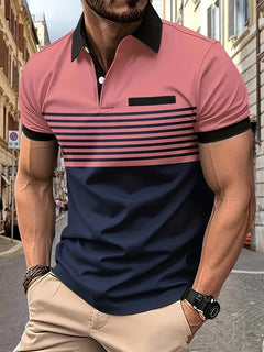 Camisa Casual Hombre a Rayas con Bolsillo — Tallas S a XXXL