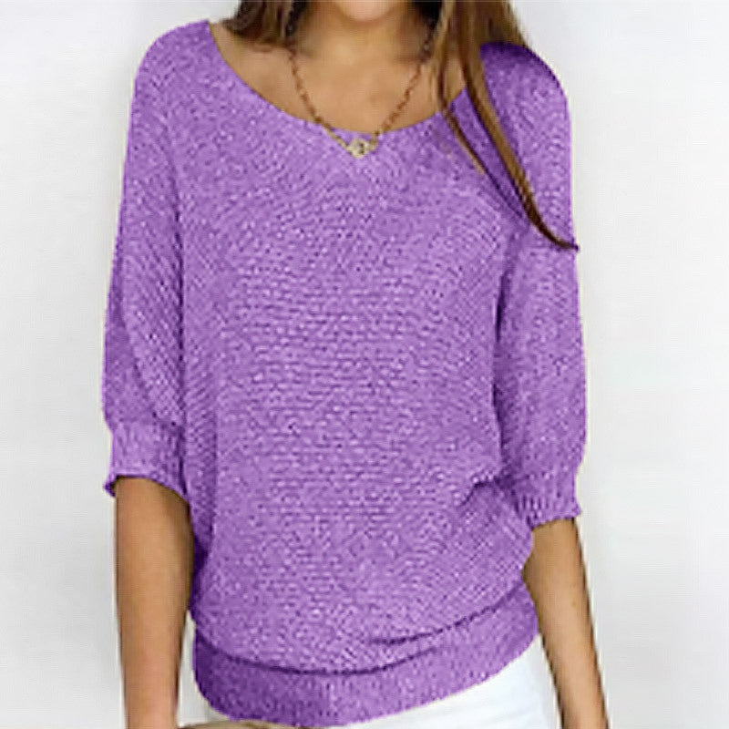 Jersey Mujer Cuello Redondo Manga Tres Cuartos | Punto