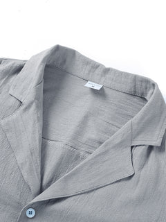 Camisa Lino Hombre Manga Corta Casual Suelta Verano