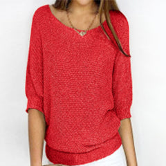 Jersey Mujer Cuello Redondo Manga Tres Cuartos | Punto