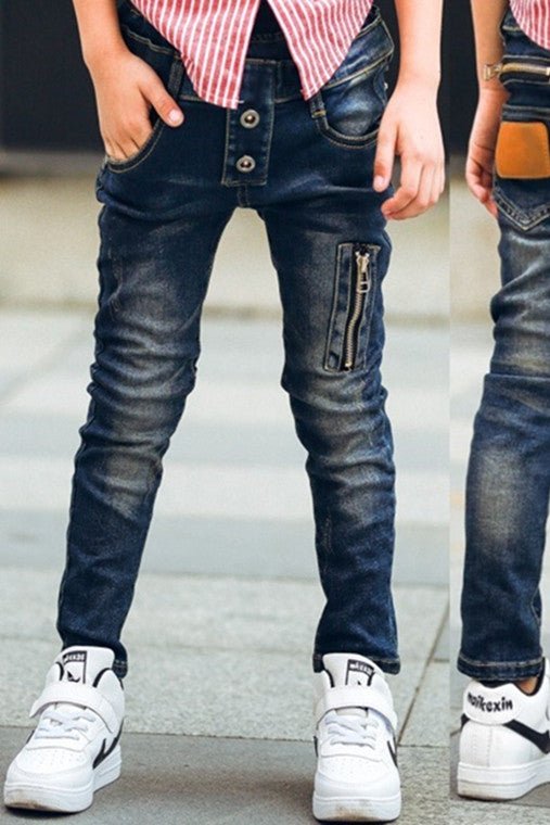 Pantalones Vaqueros Niño Elásticos – Denim Azul Oscuro - Irina Shop