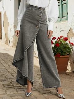 Pantalones Rectos Mujer con Botones | Moda Urbana