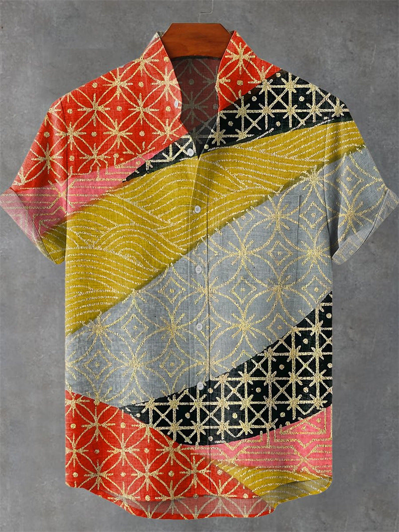 Camisa Hombre Manga Larga Estampado 3D Casual Vintage