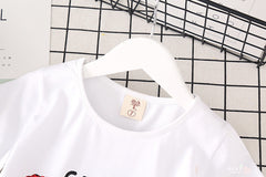 Conjunto Niña Verano - Camiseta Blanca y Falda Vaquera