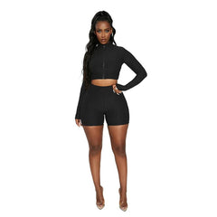 Ropa Yoga Mujer | Conjunto Top Manga Larga y Shorts Fitness