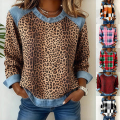 Sudadera Patchwork Denim Cuello Redondo | Moda Única