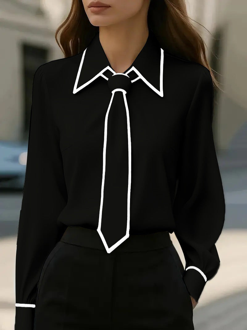 Camisa Mujer Manga Larga Color Liso con Lazo | Otoño