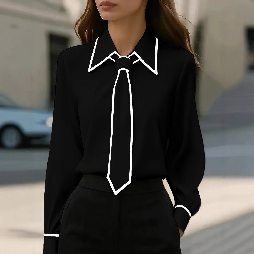 Camisa Mujer Manga Larga Color Liso con Lazo | Otoño