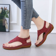 Sandalias Cuña Mujer — Chanclas Cómodas de Color Sólido