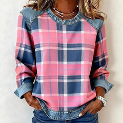 Sudadera Patchwork Denim Cuello Redondo | Moda Única