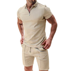 Conjunto Casual Hombre Verano — Waffle Camiseta + Shorts