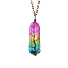 Collar Colgante Arbol de la Vida Cristal Piedra Natural Mujer