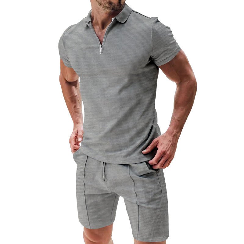 Conjunto Casual Hombre Verano — Waffle Camiseta + Shorts