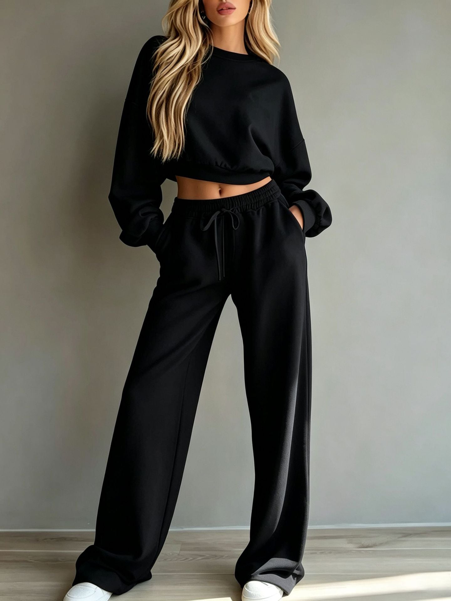 Conjunto Deportivo Mujer – Sudadera y Pantalón Pierna Ancha