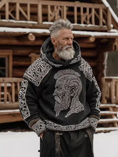 Sudadera con Capucha Hombre Estampado Vikingo | Casual