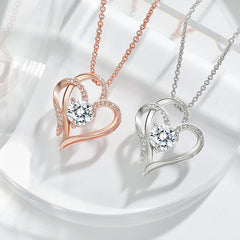 Collar Corazon Mujer Circones - Doble Amor Oro Blanco y Rosa