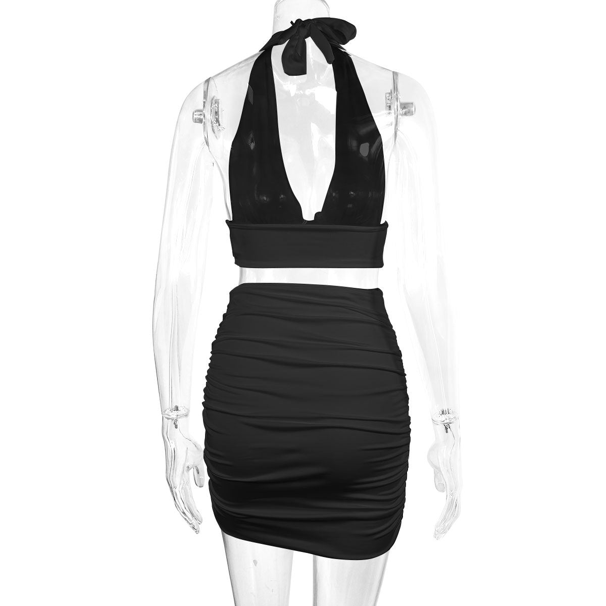 Conjunto Dos Piezas Mujer Halter Top y Falda Plisada