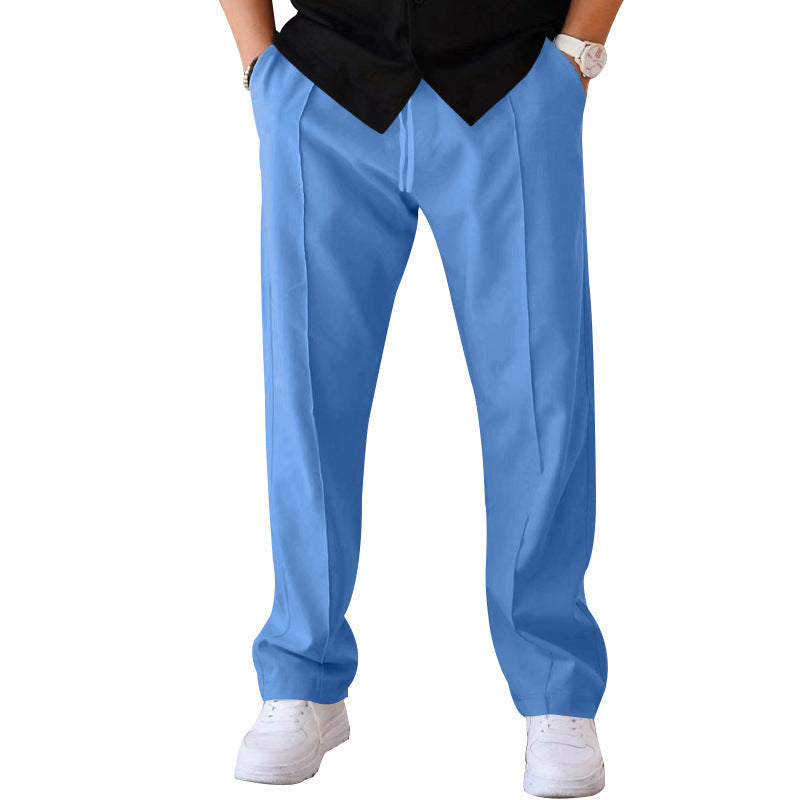 Pantalones Deportivos Hombre Casual Sueltos Rectos con Cordón
